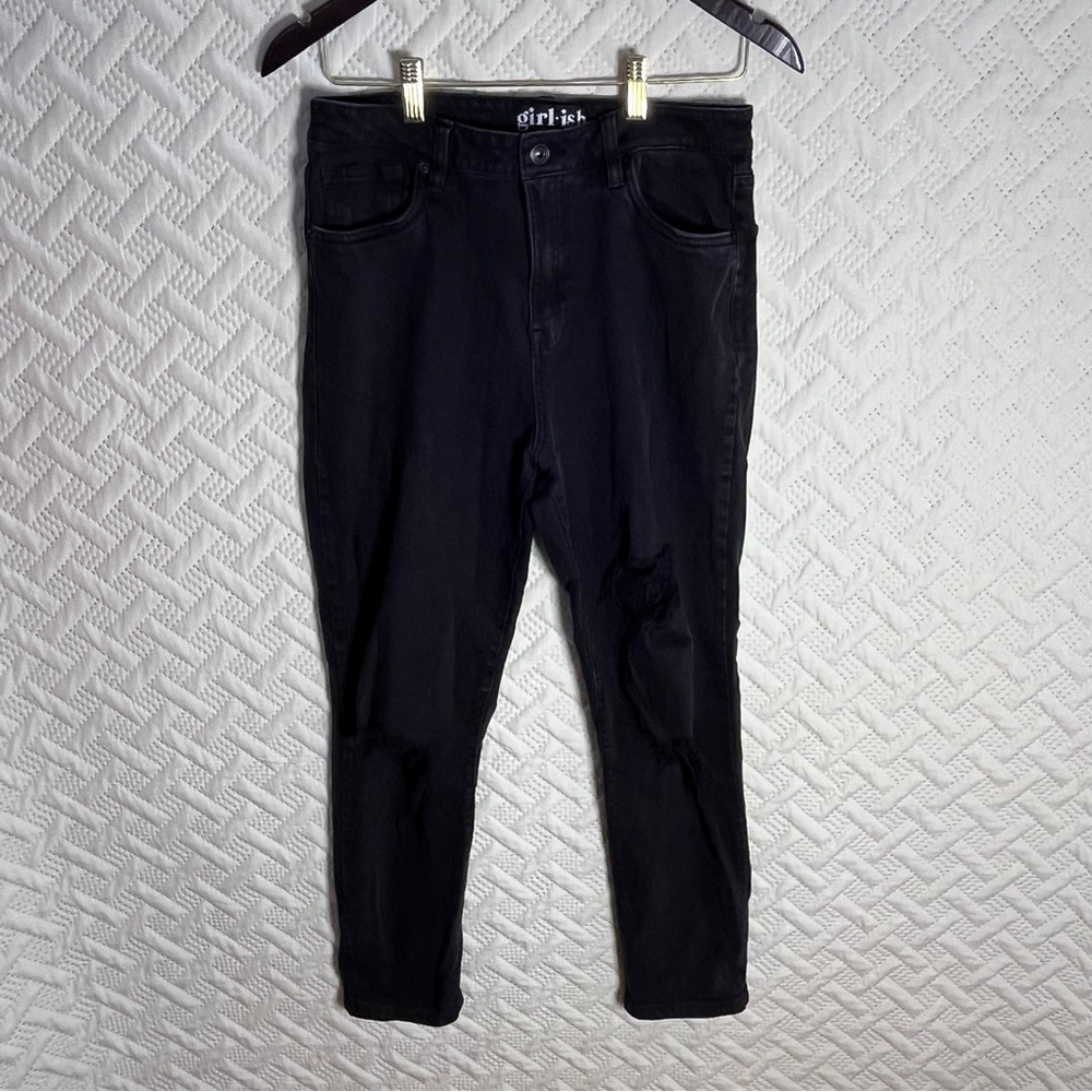 Black Ankle Cropped Jeans with Slim Fit